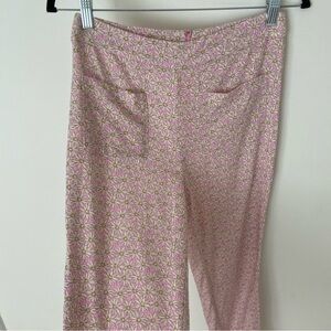 Vintage Little Mountain Vancouver Pink Daisy Print Capri Pants size Small Linen
